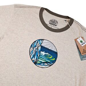 prAna Swell Graphic T‑Shirt Men's Large Stone Organic Cotton Wave M1SWEL116 NWT
